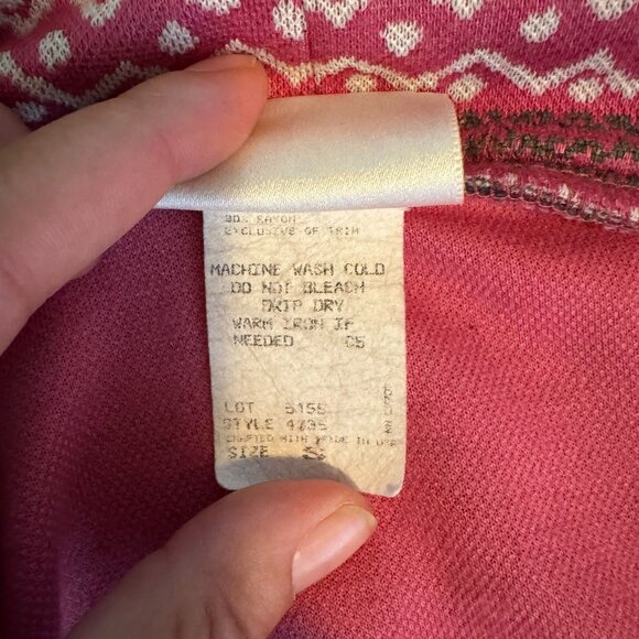 Vintage 80s Pink Geometric Print Open-Front Jersey Cardigan, Size Small - Picture 7 of 9